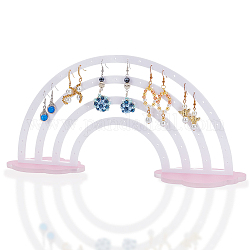 Espositori per orecchini di gioielli in acrilico, porta organizer per orecchini arcobaleno con base nuvola rosa, bianco, 14.6x30.5x7cm