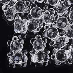 Transparenten Acryl-Anhänger, facettiert, Bär, Transparent, 33.5~34.5x23x16 mm, Bohrung: 3 mm