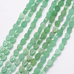 Chapelets de perles en aventurine vert naturel, feuille, 8x6x3.5mm, Trou: 1mm, Environ 48 pcs/chapelet, 15.5 pouce