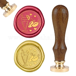 Timbre de sceau de cire en bois bricolage, motif de fruits, 83x22mm, tête: 7.5 mm, timbres: 25x14.5mm