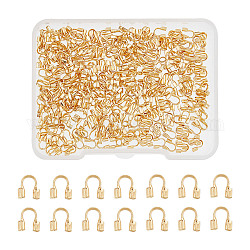 arricraft 300 Pcs 18k Gold Plated Brass Crimp Beads, Horseshoe Wire Guard Loops, U Shaped Open Tube Crimp Beads Covers, Bead End Clamps Wire Guardians Thread Protector for Jewelry DIY Craft Making