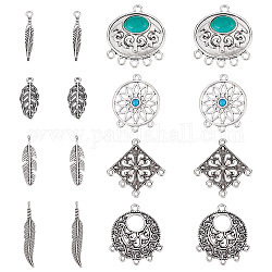 SUNNYCLUE DIY 1 Box 104pcs Chandeliers Charms Feather Charm Bohemian Chandelier Components Links Leaf Charms for Jewelry Making Charms Women Adults DIY Earring Necklace Bracelet Keychains Crafts