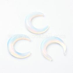 Perles d'opalite, sans trou, double corne / croissant de lune, 30x27~28x5~6mm
