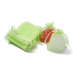 Bolsas de regalo de organza con cordón, bolsas de joyería, banquete de boda favor de navidad bolsas de regalo, verde claro, 12x9 cm