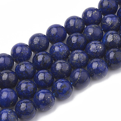 Chapelets de perles en lapis-lazuli naturel, teinte, ronde, 8mm, Trou: 1mm, Environ 45~48 pcs/chapelet, 14.96 pouce