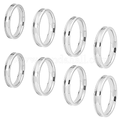 Unicraftale 8 pz 4 misura 304 in acciaio inox scanalato anelli per dito, anello del nucleo vuoto, per la realizzazione di gioielli con anello di intarsio, colore acciaio inossidabile, taglia americana 6 3/4 (17.1 mm) ~ taglia americana 10 3/4 (20.3 mm), 4mm, scanalatura dell'anello: 2mm, 2pcs / size