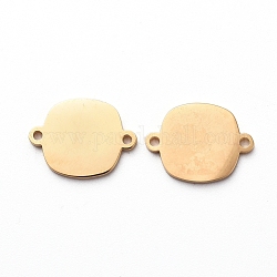 Placage sous vide 304 connecteurs en acier inoxydable pour la fabrication de bijoux, polissage manuel, carrée, or, 9x11.5x1mm, Trou: 0.8mm