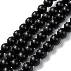 Natürliche schwarze Onyxperlenstränge, gefärbt und erhitzt, matt, Runde, 8 mm, Bohrung: 2 mm, ca. 48~49 Stk. / Strang, 14.45~14.76 Zoll (36.7 cm)