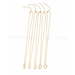Messing Micro Pave klare Zirkonia Anhänger Halsketten Sets, mit Büroklammerketten & Hummerkrallenverschlüssen, Mischformen, golden, 17-7/8 Zoll (45.5 cm), 5 Stück / Set