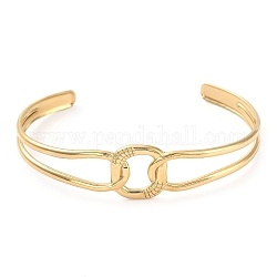 304 bracelet manchette rectangle creux en acier inoxydable pour femme, or, diamètre intérieur: 2-5/8 pouce (6.6 cm)