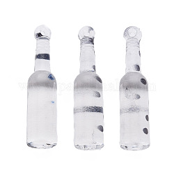 Transparent Acrylic Pendants, Bottle with Polka Dot Pattern, Clear, 40x9.5x9.5mm, Hole: 1.6mm