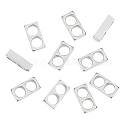 UNICRAFTALE 10pcs 14mm Long 304 Stainless Steel Rectangle Slide Charm Two Large Hole Leather Cord Slider Loose Beads Link Connector Spacer Bead Locking Clip for Wristbands Bracelets Jewelry Making