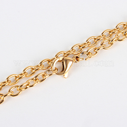 304 Edelstahlkabelkette zur Herstellung von Halsketten, mit Karabiner verschlüsse, Vakuum-Beschichtung, golden, 23.6 Zoll (59.9 cm)