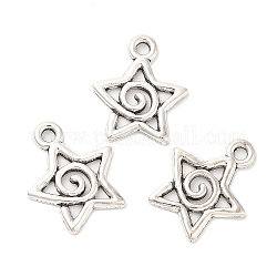 Pendente in lega stile tibetano, stella, argento antico, 20x16.5x1.5mm, Foro: 2 mm, circa 1020pcs/1000g