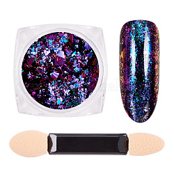 Nagelkunst-Glitter-Pulver, Sternenhimmel / Spiegeleffekt, glänzende Nageldekoration, mit einer Bürste, Medium lila, 30x30x17 mm, ca. 0.3 g / Kasten