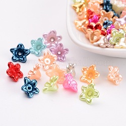 Perle di perle imitazione plastica abs, fiore, colore misto, 10x10.5x5mm, Foro: 1 mm, circa 1000pcs/scatola