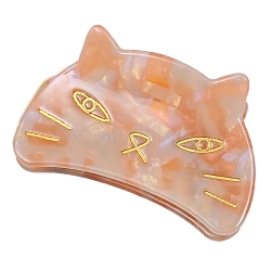 猫セルロースアセテート（樹脂）爪ヘアクリップ  女性と女の子のために  オレンジ  44x69mm