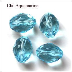 Имитация австрийских кристаллов, класс AAA, граненые, овальные, глубокое синее небо, 8x6 мм, отверстие : 0.7~0.9 мм
