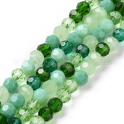 Chapelets de perles en verre, facetté (32 facettes), ronde, vert clair, 5.5mm, Trou: 1mm, Environ 95 pcs/chapelet, 20.47'' (52 cm)