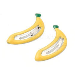 Cuisson fer peint accrochage pinces à cheveux, pour la journée des enfants, banane, jaune, 39x11x1.3mm