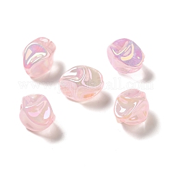 Placage uv perles acryliques irisées arc-en-ciel, pépites, rose, 18.5x15x13.5mm, Trou: 1.4mm