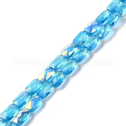 Trasparenti perle di vetro placca fili, ab colore, rettangolo di sfaccettato, cielo blu profondo, 7x4.5x3.5mm, Foro: 1.2 mm, circa 77~71pcs/filo, 21.06''~22.44'' (53.5~57 cm)
