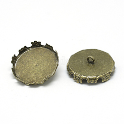 Bails pendenti con cappuccio di ferro, per ciondoli con coperchio a bolle di vetro globo, rotondo e piatto, bronzo antico, vassoio: 15mm, 16x7~8mm, Foro: 2 mm