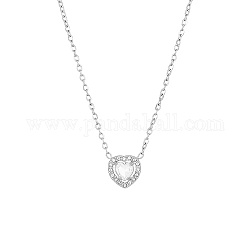 Halskette mit Herzanhänger aus weißem Zirkonia und Edelstahlketten, Edelstahl Farbe, 17-3/4 Zoll (45 cm)