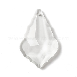 Vetro trasparente grandi ciondoli, per lampadari pendenti in cristallo, sfaccettato, foglia, chiaro, 60.5x40x13.3mm, Foro: 2 mm