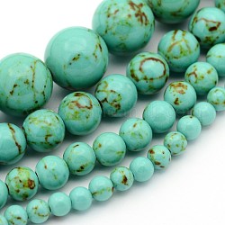 Mixed Size Synthetic Turquoise Round Bead Strands, Dyed, 4~12mm, Hole: 0.8~1mm, about 35~90pcs/strands, 16 inch