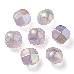 Placage uv perles acryliques transparentes lumineuses, brillent dans le noir, demi-rond, lavande, 19x19x15mm, Trou: 3.5mm
