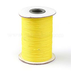 Cordón de poliéster encerado coreano, amarillo, 1mm, aproximamente 85 yardas / rodillo