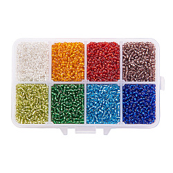Pandahall elite mélangé 12/0 perles de rocaille rondes en verre, couleur mixte, 2mm, Trou: 1mm, environ 12500 pcs / boîte
