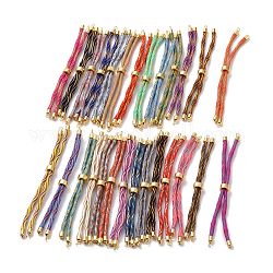 Nylon Cord Silder Bracelets, for Connector Charm Bracelet Making, with Rack Plating Golden Brass Clasp, Long-Lasting Plated, Cadmium Free & Lead Free, Mixed Color, 9-1/8x1/8 inch(23x0.3cm), Hole: 2mm
