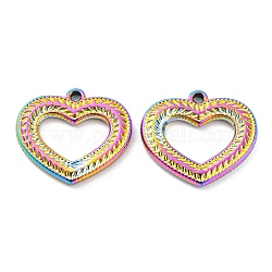 304 Stainless Steel Pendants, Heart Charms, Rainbow Color, 16x18x2mm, Hole: 1.5mm