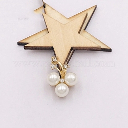 Alloy Decorate, with ABS Beads & Rhinestone, Garment Accessories, Cadmium Free & Lead Free, Flower, Light Gold, White, 23x16mm