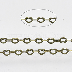 Herzketten aus gelötetem Messing, mit Spule, Antik Bronze, 1.8x2.4x0.4 mm, ca. 39.37 Fuß (12m)/Rolle