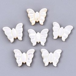 Natürliche weiße Muschel Perlmutt Muschel Perlen, Schmetterling, creme-weiß, 10x11.5x2 mm, Bohrung: 0.8 mm