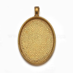 Alloy Pendant Cabochon Settings, Cadmium Free & Lead Free, Plain Edge Bezel Cups, DIY Findings for Jewelry Making, Antique Golden, 39x25x3mm, Hole: 4mm