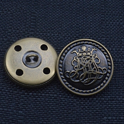 Boutons à queue en laiton, plat rond avec motif floral, bronze antique, 18mm
