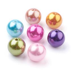Colorful Acrylic Beads, Imitation Pearl Style, Round, Mixed Color, 24mm, Hole: 3mm, about 70pcs/500g