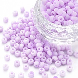 6/0 Glass Seed Beads, Macaron Color, Round Hole, Round, Violet, 4~4.5x3mm, Hole: 1~1.2mm, about 4500pcs/bag, about 450g/bag.