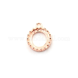 Open Back Bezel Brass Pendant Cabochon Settings, Flat Round, Light Gold, 14.5x12.5x4mm, Hole: 1.6mm, Tray: 10mm inner diameter