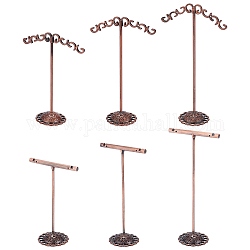 FINGERINSPIRE 6pcs Metal Earring T Bar Stand Iron T Bar Earring Display Holder Red Copper Ear Studs Organizer Rack for Retail Display Or Jewelry Photography Props【2 style, 3 Heights of Each Style】