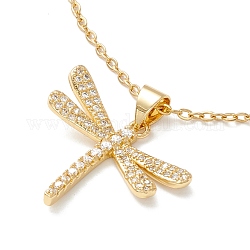Collana con ciondolo libellula in zirconi chiari, 304 gioiello in acciaio inossidabile per donna, oro, 17.72 pollice (45 cm)