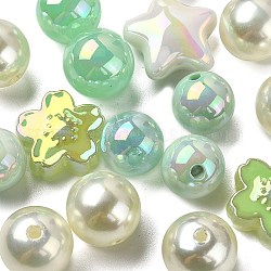 Perline acrilico, forme misto, verde, 8~51x8~51x6~27.5mm, Foro: 1.8~3.8 mm