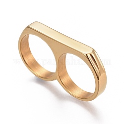 Anillos de dedo de 304 acero inoxidable, anillos dobles, dorado, tamaño de 7~12, 17~21.5mm