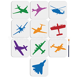 MAYJOYDIY 10pcs Airplane Stencil Template Airplane Stencils for Painting 6×6inch with Paint Brush Fighter Jets Helicopter Stencil DIY Painting Craft Wall Canvas Home Decor