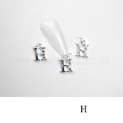 Lega strass cabochon, nail art accessori decorativi, con anello di salto, lettera, platino, letter.h, 11~14x5~12mm