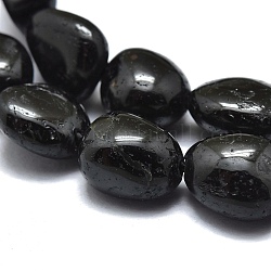 Natürliche schwarze Turmalin Perlen Stränge, getrommelt Stein, Nuggets, 8~10x7~8x5~6 mm, Bohrung: 0.8 mm, ca. 46 Stk. / Strang, 15.75 Zoll (40 cm)